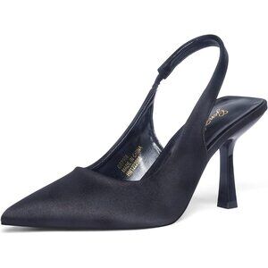 🆕Women's Black 1 Slingback Kitten Heel Pointed Closed Toe Stiletto Pumps Slip